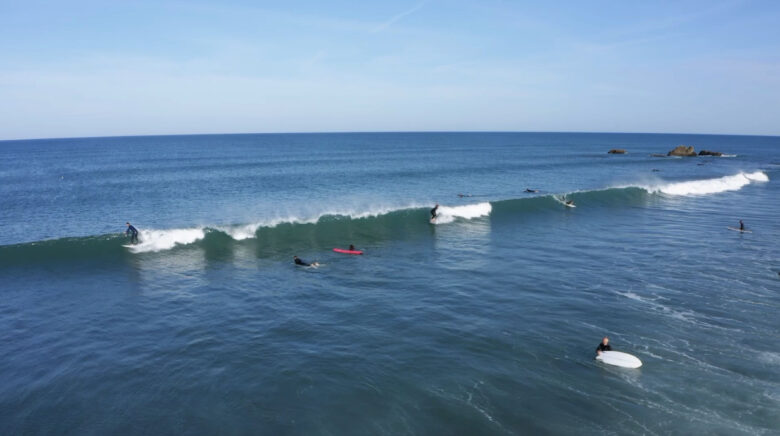 Surfing at Bude Beach North Cornwall
